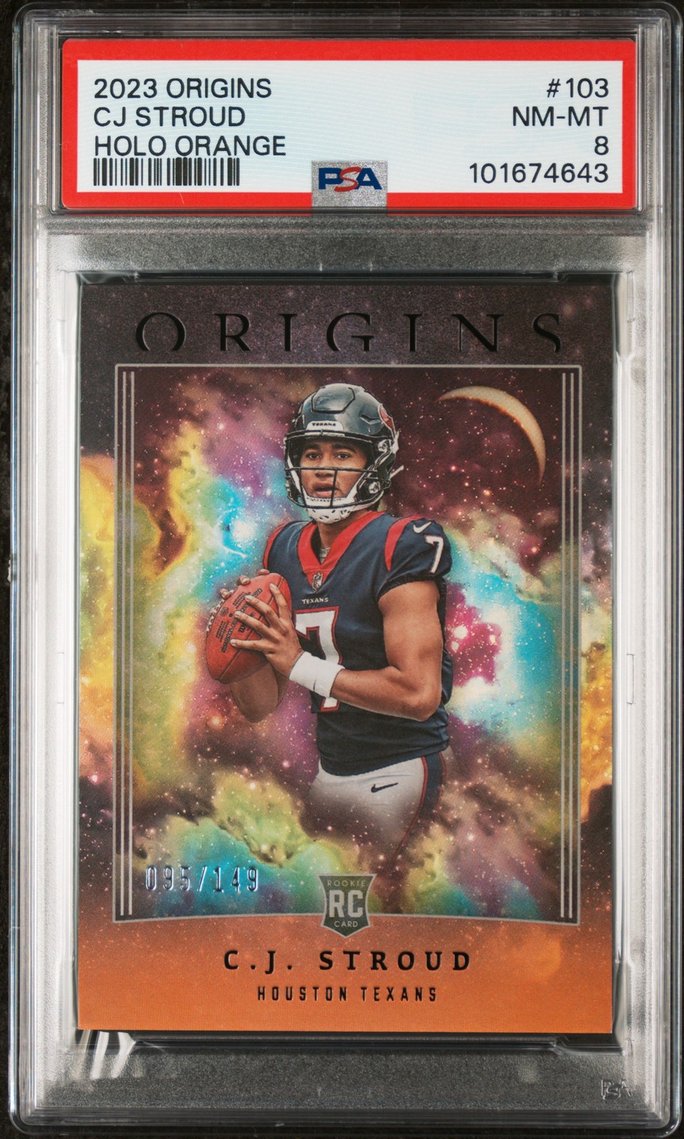 2023 PANINI ORIGINS HOLO ORANGE #103 CJ STROUD 95/149 PSA 8