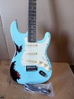 Open Box ST Old Aged Electric Guitar Mahogany Body Rosewood Fretboard in Blue — photo 1