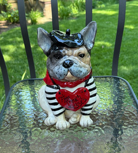 “Free French Kisses” Ceramic French Bulldog Figurine by Blue Sky Clayworks, Inc