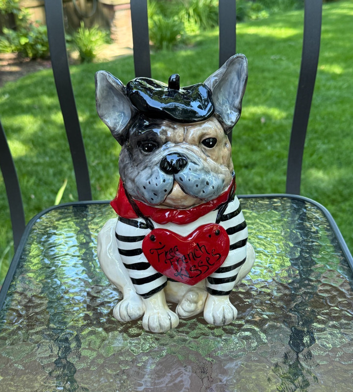 “Free French Kisses” Ceramic French Bulldog Figurine by Blue Sky Clayworks, Inc