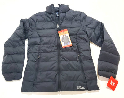 Eddie Bauer Women's Down Puffer Jacket Microlight Size XS Black