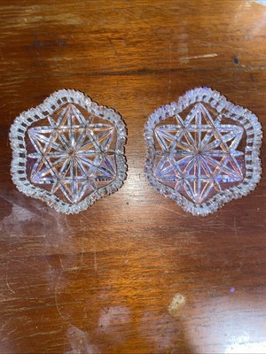 Two Vintage Clear Glass Ashtray/Trinket Dish 4 Inch Star Pattern