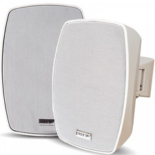 Image of Pair of 4" White Wall Speakers Indoor Outdoor Waterproof Hi-Fi 8 ohms / 100V