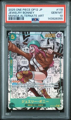 2025 ONE PIECE JAPANESE MANGA ALTERNATE ART OP12-118 JEWELRY BONNEY PSA 10