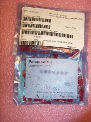 QTY (200) LN842RP PANASONIC ORANGE/ RED DIFFUSED RECTANGULAR 5x2mm
