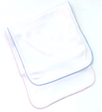 Bayou Blanks Boys Baby Burp Cloth with Blue Picot Trim --BRAND NEW-- SAVE 30 