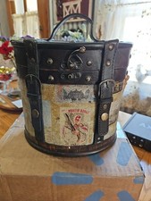 Vintage Wood  Leather Hat Box Suitcase Moulin Rouge Paris