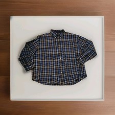 Chaps Shirt Button Down Collared XXL Easy Care Long Sleeve Blue Colorful Plaid