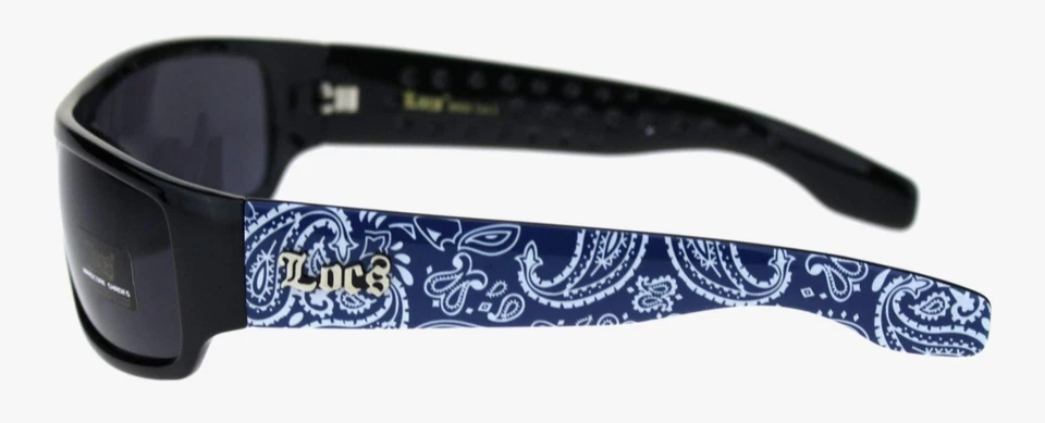 🔥 Gafas de sol Locs Mad Dog Gangster Cholo azul estilo bandana - Hardcore... Foto 2 de 4