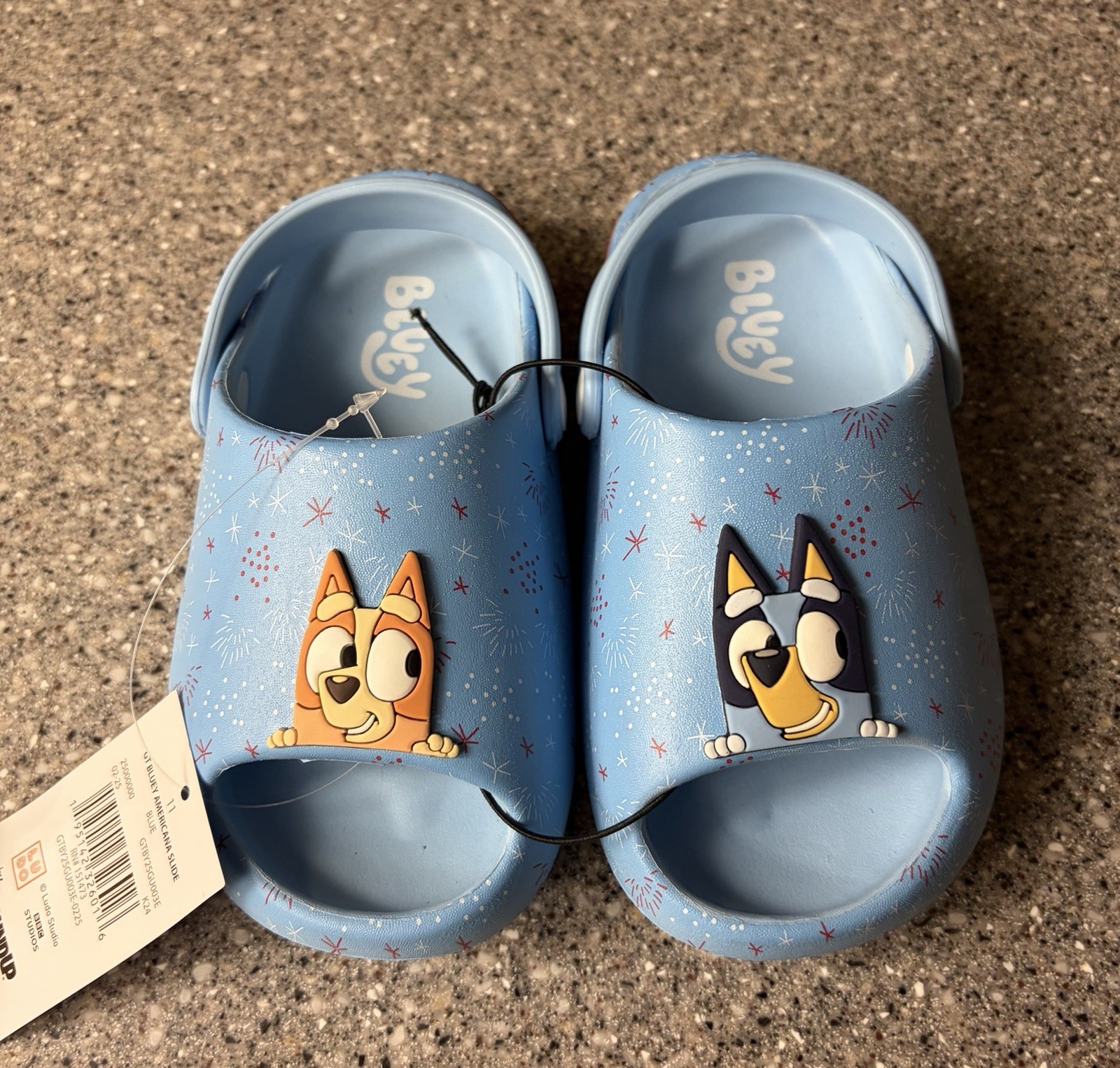 NWT Toddler Bluey Americana Slide Classic Clogs Shoes Sandals Blue Size 11