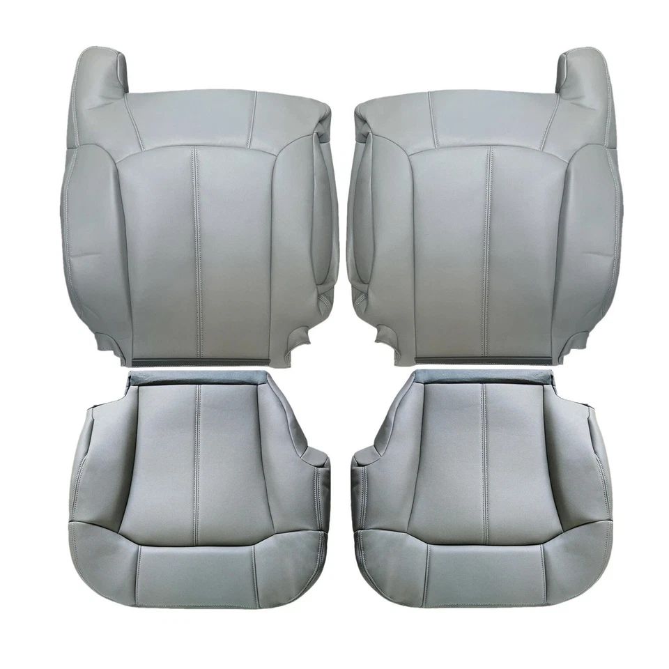 Cubierta de asiento de cuero inferior y trasera inclinada para 99-02 Chevy Silverado GMC Sierra gris Foto 2 de 4