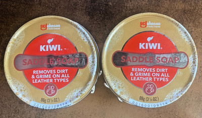 TWO (2) Kiwi SC Johnson Saddle Soap 3 1/8 Ounce Paste Each NEW
