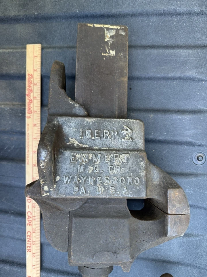 Tornillo de banco antiguo raro Emmert Mfg Co Tiger No.41 - Waynesboro PA EE. UU. Foto 2 de 4