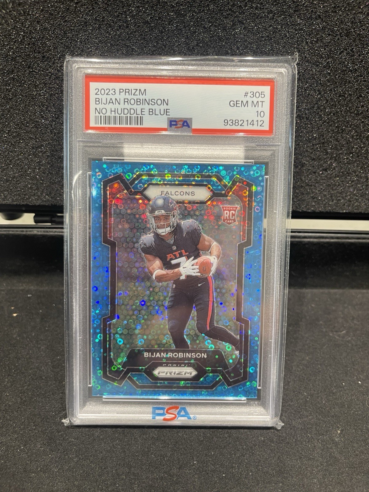 Bijan Robinson Rookie PSA 10 2023 Panini Prizm #305 No Huddle Blue Prizm /95 RC