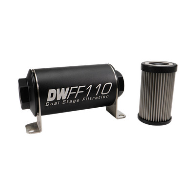 DeatschWerks Fuel Filter 10AN Female, 40 micron, 110mm In-line fuel filter kit