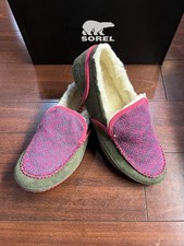 Women 10 Sorel Tremblant II Moccasin Slippers Slip On Moc Suede Wool Stone Green