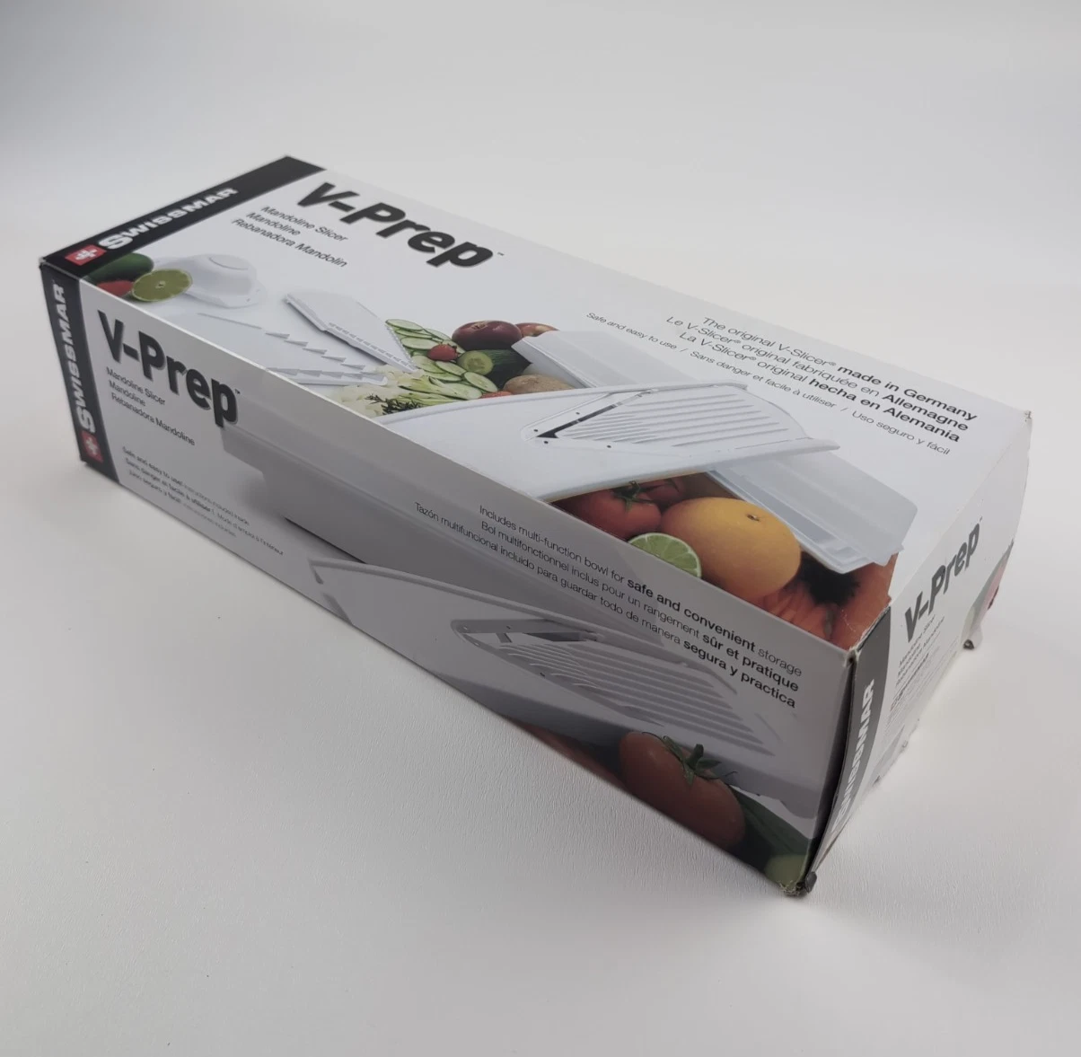 New Swissmar V-Prep Mandoline Food Slicer Set With Stainless Steel Blades & Bowl