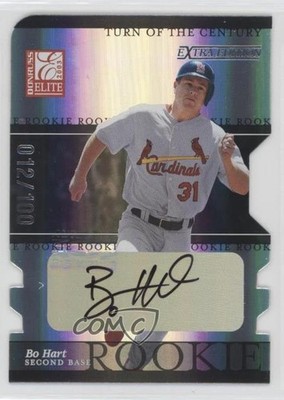 2003 Donruss Elite Extra Edition Turn of the Century Die-Cut Bo Hart Auto o8y