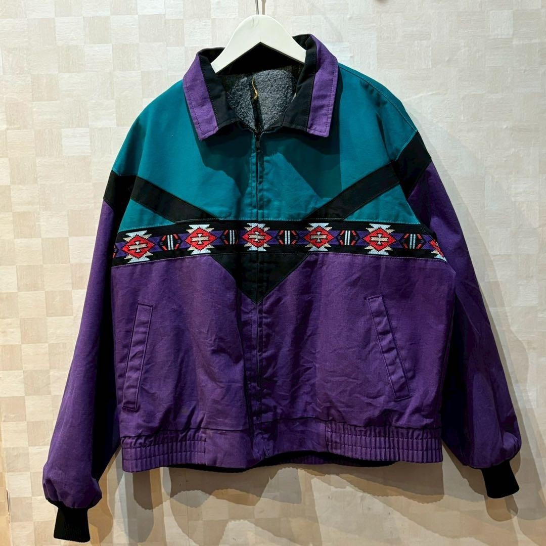 Native American Pattern Jacket 80s-90s Short Wais… - image 1