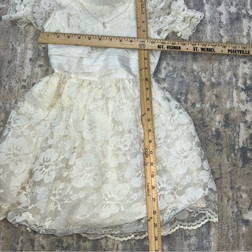 Vintage 70s Lace Tulle Floral Flare Dress Size 7 - Picture 5 of 9