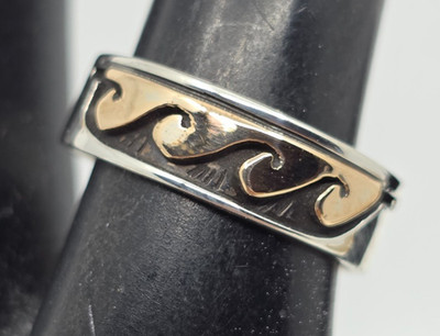 Peggy Skeets Navajo Sterling Silver & 12K Gold Filled Ring Band Size 8