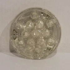 Vintage Large 13 Hole Round Clear Glass Floral Flower Frog 4.5”