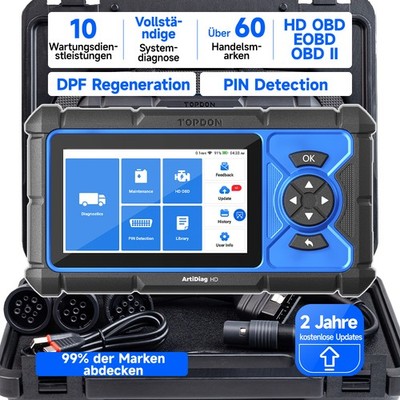 NEU TOPDON Artidiag HD LKW-Scanner Diagnosegerät Alle Systeme HD OBD/EOBD TPMS