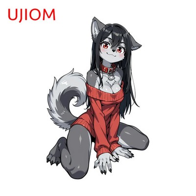 UJIOM Furry Wolf Girl Wall Stickers Adorbale Anime Loli Graffiti  Laptop Decal 