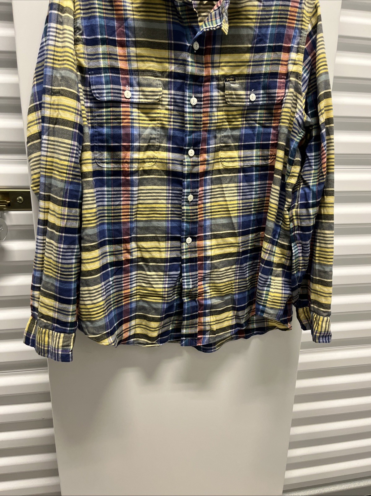 Polo Ralph Lauren Mens Xl Performance Flannel Yellow Plaid Classic Fit thumbnail 5