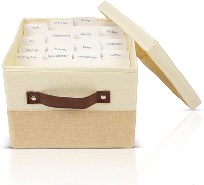 Greeting Card Organizer Box with 15 Dividers | Holds 150+ and Collapses When Not