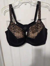 Curvy Couture Tulip Strappy Lace Push-Up Bra 42G Black
