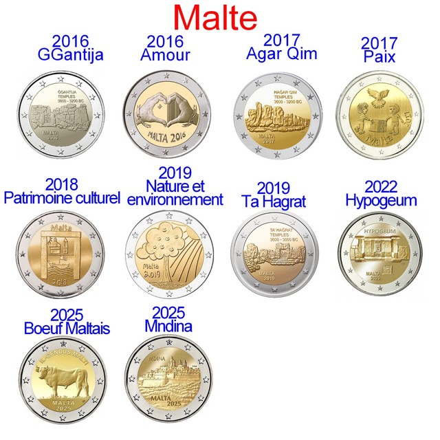 piece de 2 euros commemoratives Malte neuve UNC à choisir dans la liste