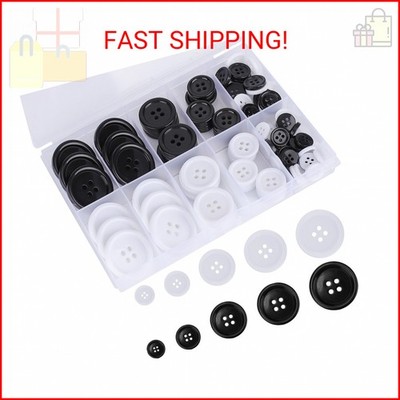 100 Pcs Premium Mixed Resin Sewing Buttons, kidoom Eco-Friendly 4-Hole Craft But