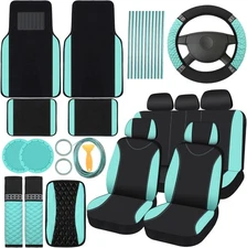 BBTO 43 Pcs Bling Car Accessories Set for Women Front Seats and Mint Green 