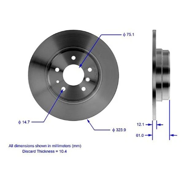 For BMW 740i 97-16 Bendix PRT5592 Global Premium Plain Solid Rear Brake Rotor Foto 3 de 3