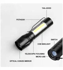 Mini Torch LED Rechargeable Flashlight Portable USB Charging Flashlight High Pow