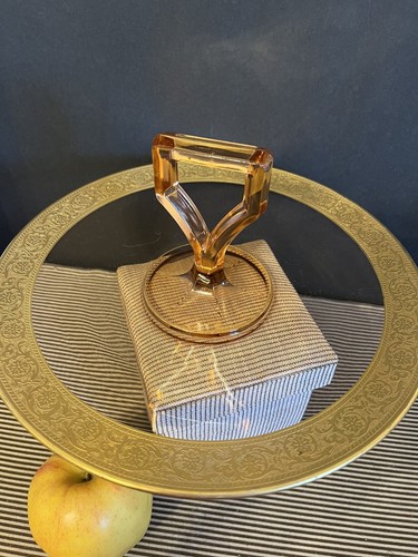 Glastonbury Lotus Decoration 889 Rose Gold Encrusted Center Handle Glass Tray - Bild 2 von 6