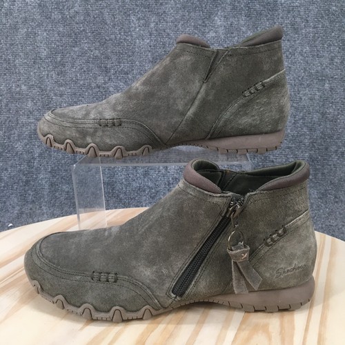 Botas Skechers Mujer 9 Zappiest Botines Gris Cuero Informal Planas SN 49590 - Imagen 2 de 17
