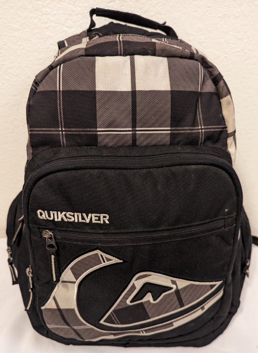 Quiksilver Backpack Gray Black Checkered w/ Insulated Pocket