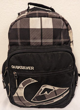 Quiksilver Backpack Gray Black Checkered w/ Insulated Pocket