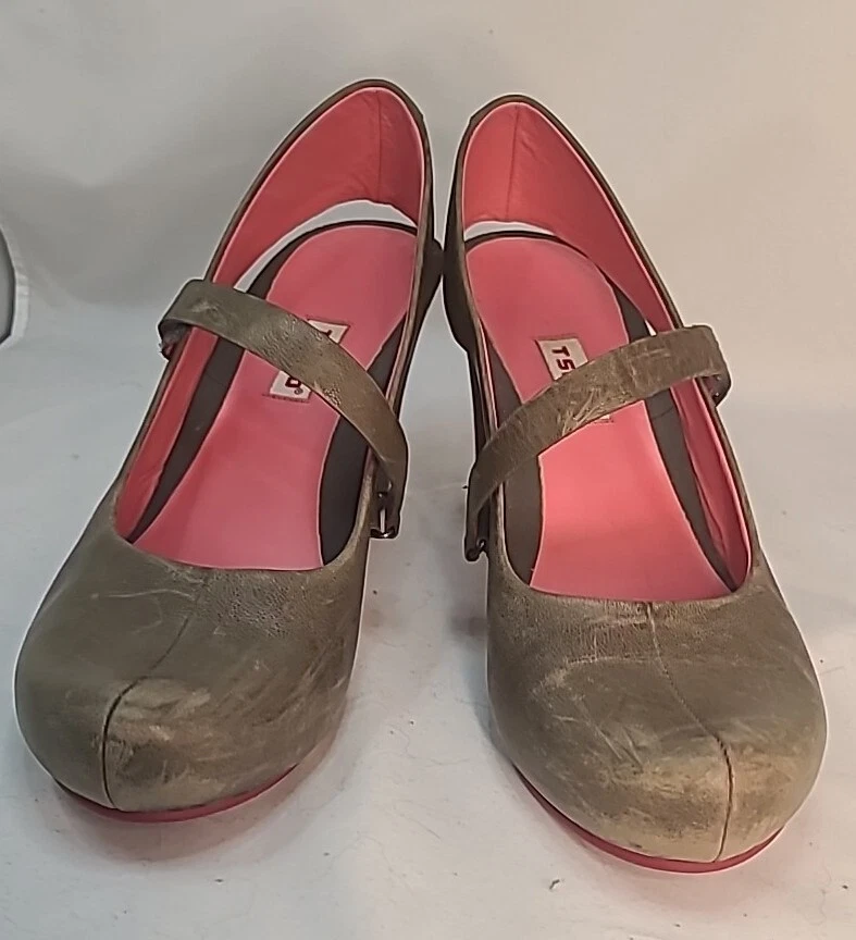 Zapatos de tacón Tsubo Acrea Mary Jane con cordones de cuero gris para mujer talla 10 Foto 2 de 4