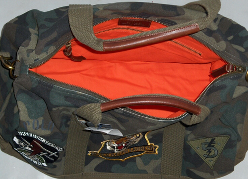 POLO RALPH LAUREN Cotton Canvas Camo Tiger Patch Military Duffle Bag, Duffel NWT - Picture 18 of 23