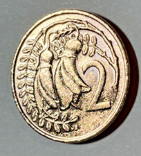 1987 New Zealand 2 cents Coin Kowhai Flowers Plant Wildlife