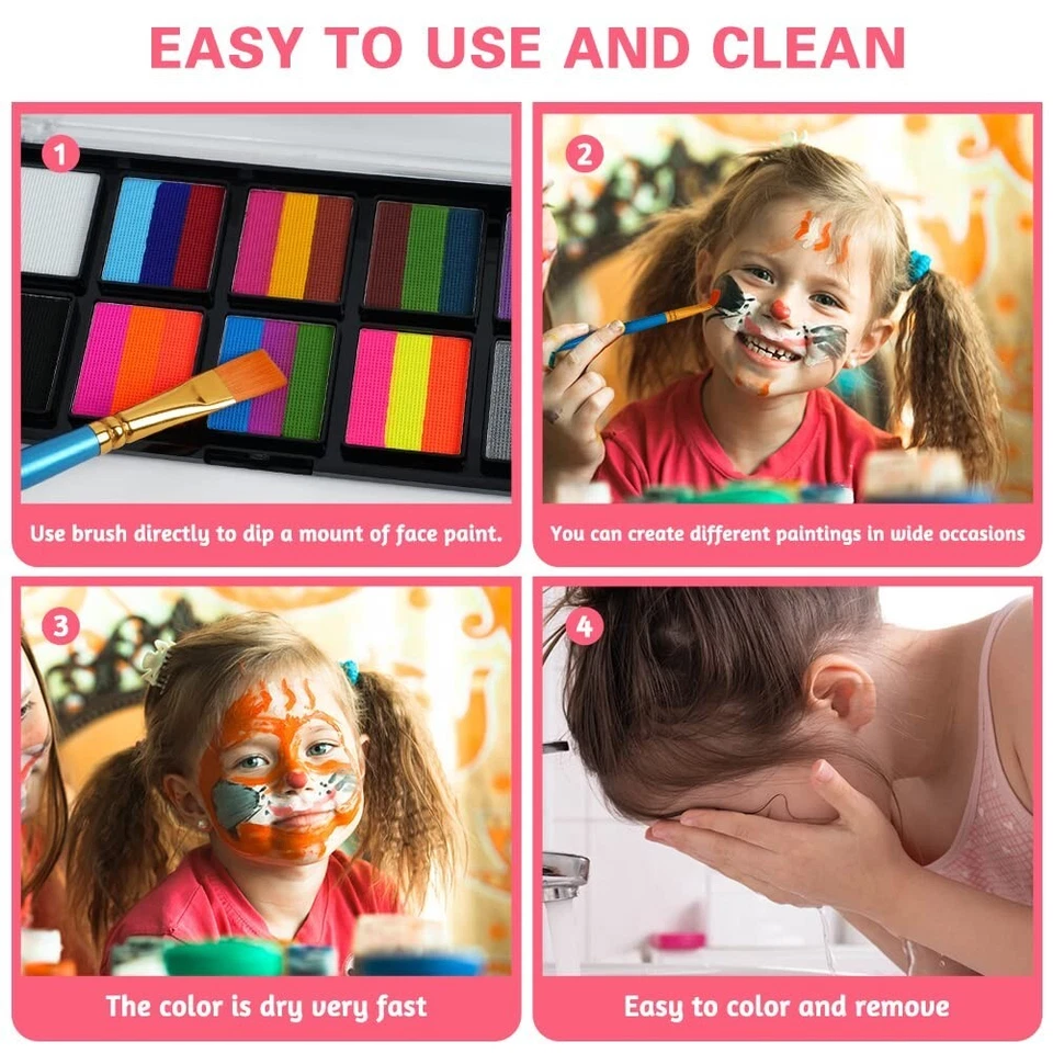 Bowitzki 24 colors Split Cakes Face Paint New Face Paint Palette for Kids Party - Image 4 of 4