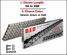 D.I.D DID 520 ZVMX Xring Drive Chain Gold Nickel or Natural W/ Rivet Master Link