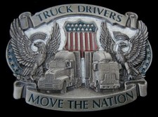 VINTAGE 1987 TRUCK DRIVERS MOVE THE NATION TRUCKING BELT BUCKLE