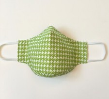 Handmade Adult Cloth Face Mask Lime Green with nose wire chin piece lined Cotton