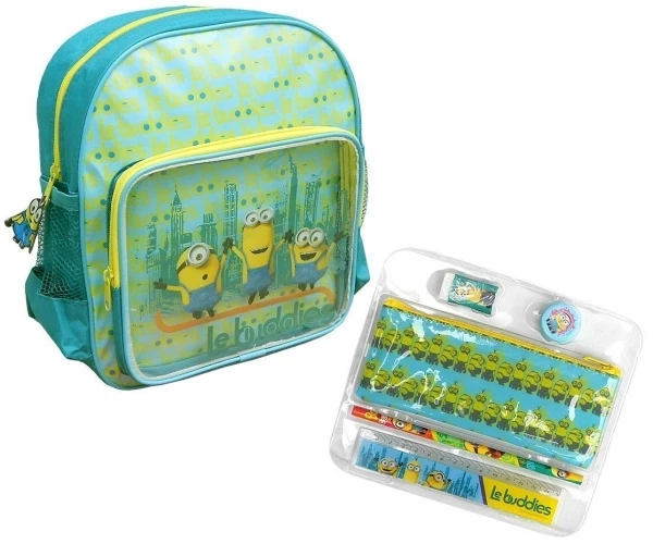 Minions Le Buddies With Stationery School Bag Rucksack Backpack
