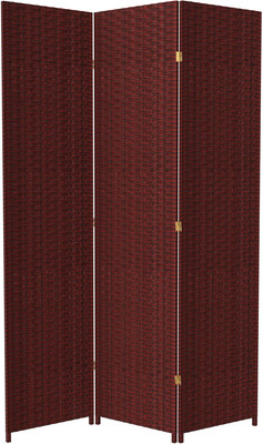 7 Ft. Tall Woven Fiber Red/Black-3 Panel Room Divider