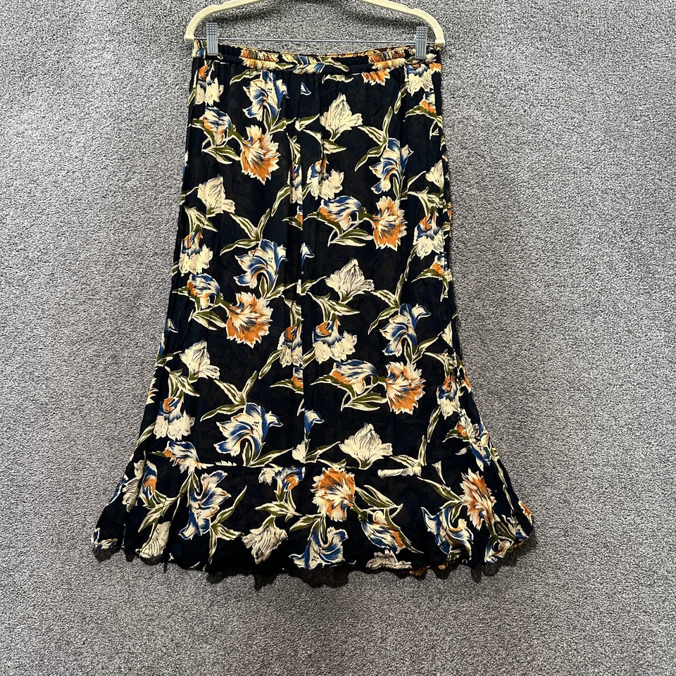 复古 Sarah Arizona 双面长裙女式 XL 花卉印花 Grunge Boho Flowy — 第 4/4 张图片